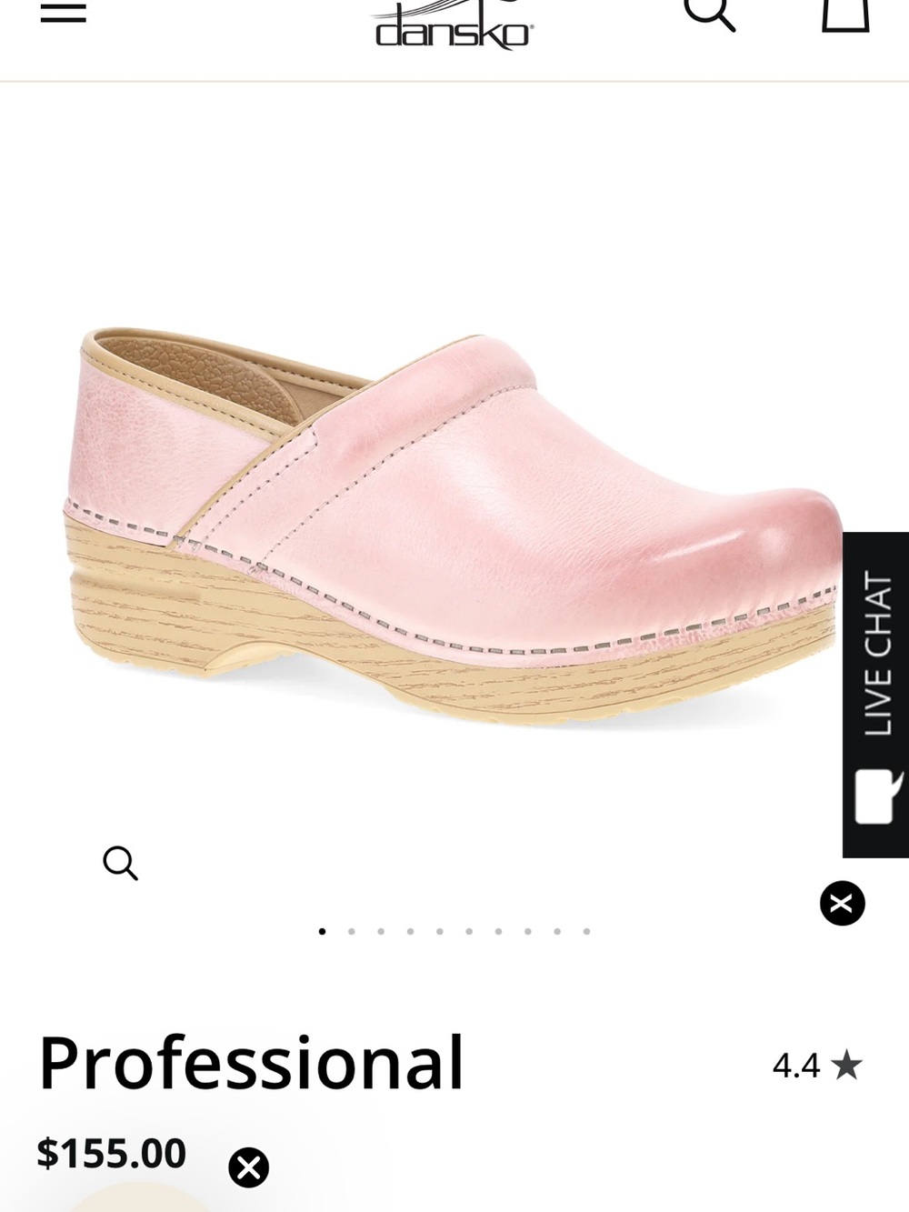 Dansko Professional Clog in Pale Pink Leather